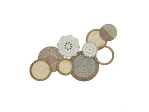 Décoration murale en mdf et bois avec panneaux tressés et motifs sculptés, effet bois naturel 83,8 × 4,4 × 44,5 cm