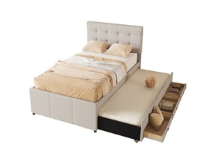 Lit gigogne 90x200 cm    coloris beige
