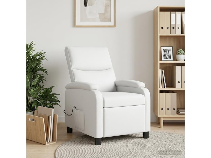  Vidaxl fauteuil de massage inclinable blanc simili cuir  - Conforama B