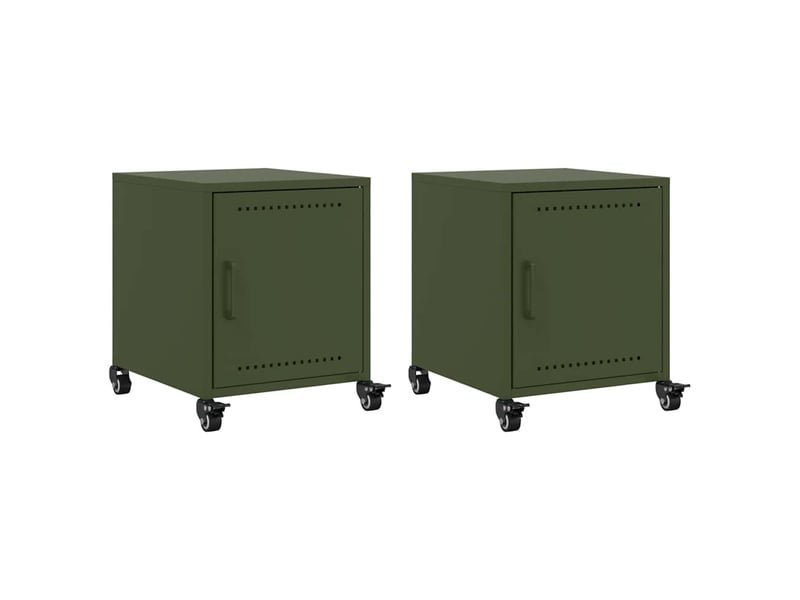  Lot de 2 tables de chevet - cabinet de chevet - table de nuit vert olive 36x39x43,5 cm acier  - Conforama A