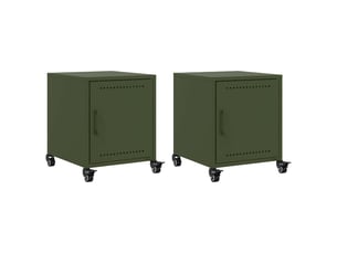 Lot de 2 tables de chevet - cabinet de chevet - table de nuit vert olive 36x39x43,5 cm acier