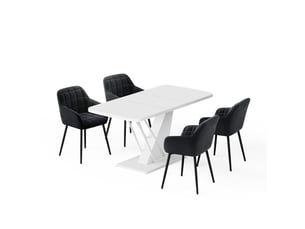 Vicco ensemble de table à manger, blanc, 120x80cm avec 4 chaises de salle à manger