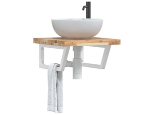Étagère de vasque | étagère murale acier et bois massif d'acacia shl9937