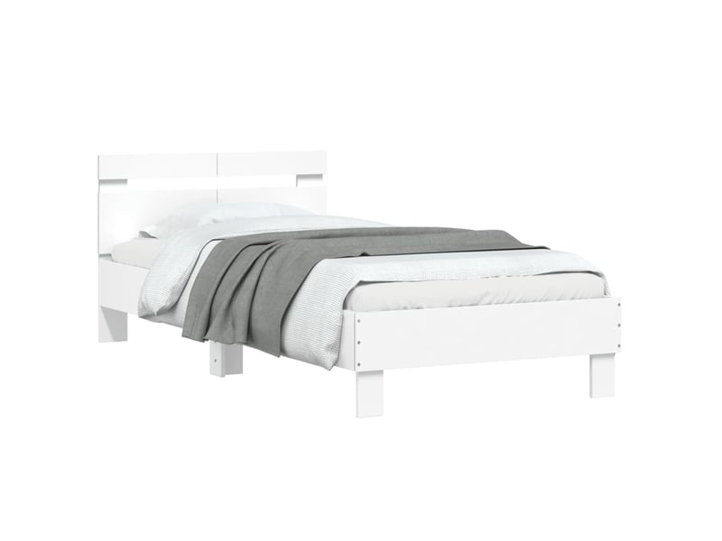  Lit simple- lit adulte -  cadre de lit sans matelas avec tête de lit blanc 100x200 cm  - Conforama C