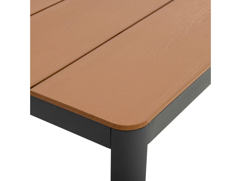  Table en aluminium 200 x 90 cm coloris anthracite revetement bois composite  - Conforama E