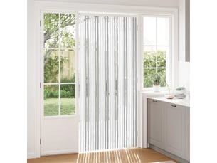 Rideau anti-insectes, moustiquaire en chenille gris clair et blanc cf43436