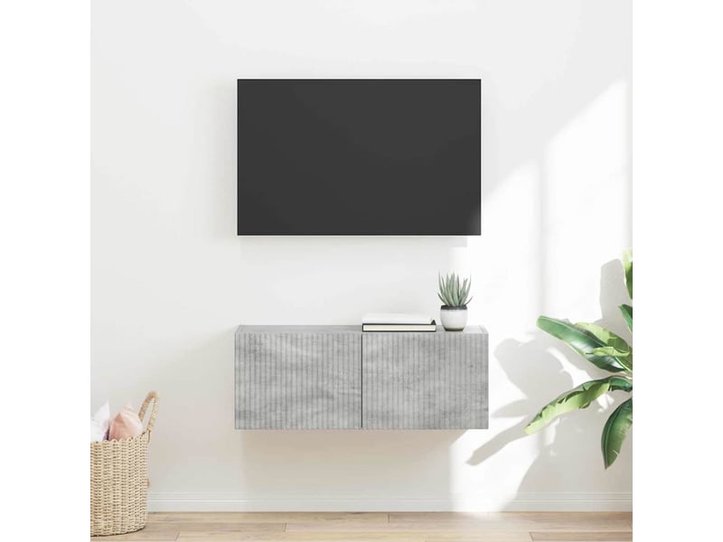  Meuble tv - banc tv - meuble de rangement mural 78,5 x 31 x 29,5 cm béton bois d'ingénierie  - Conforama B