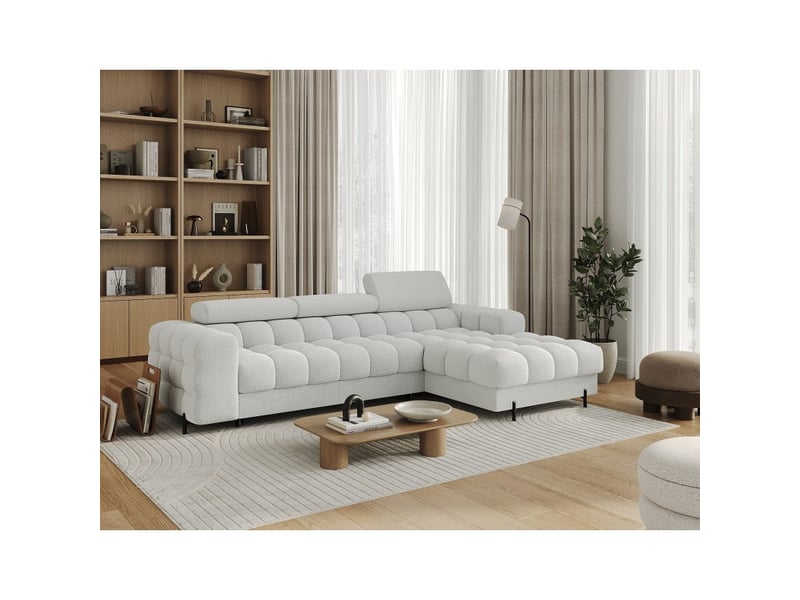  Canapé d'angle droit convertible gris foncé allure contemporaine 285x99x181cm filtro  - Conforama D