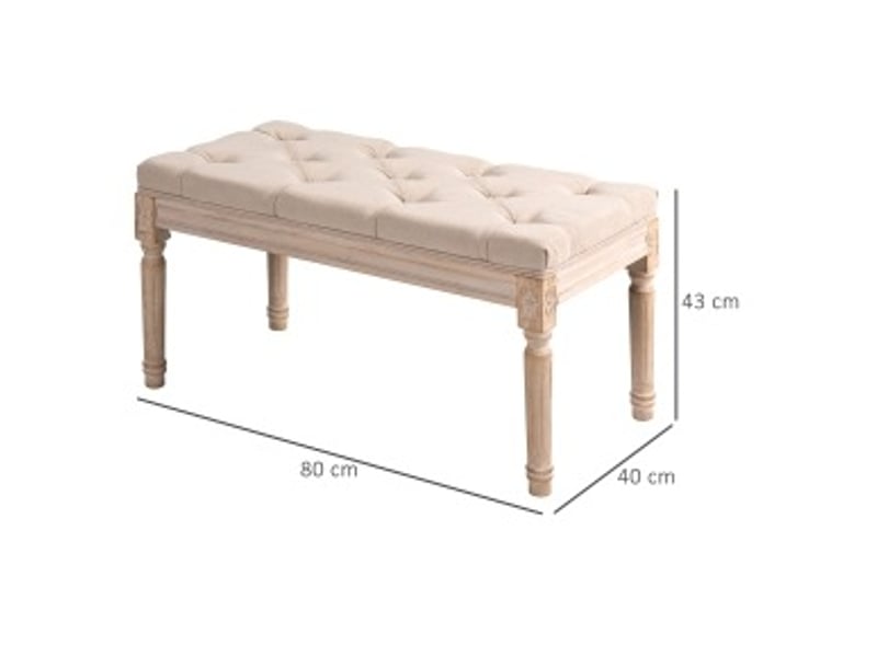  Banquette vintage 80x40x43 cm à boutons bois beige  - Conforama E