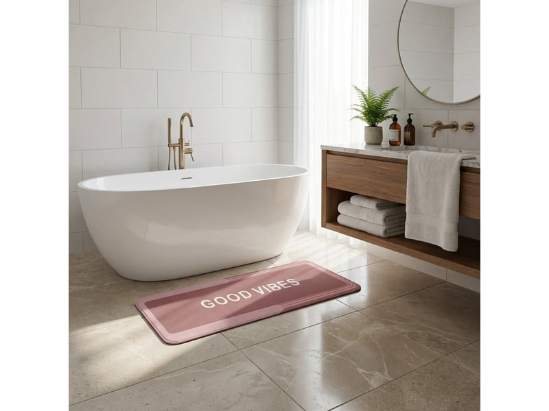 Tapis de bain long antidérapant absorbant 50x140 cm corena - rose  - Conforama B