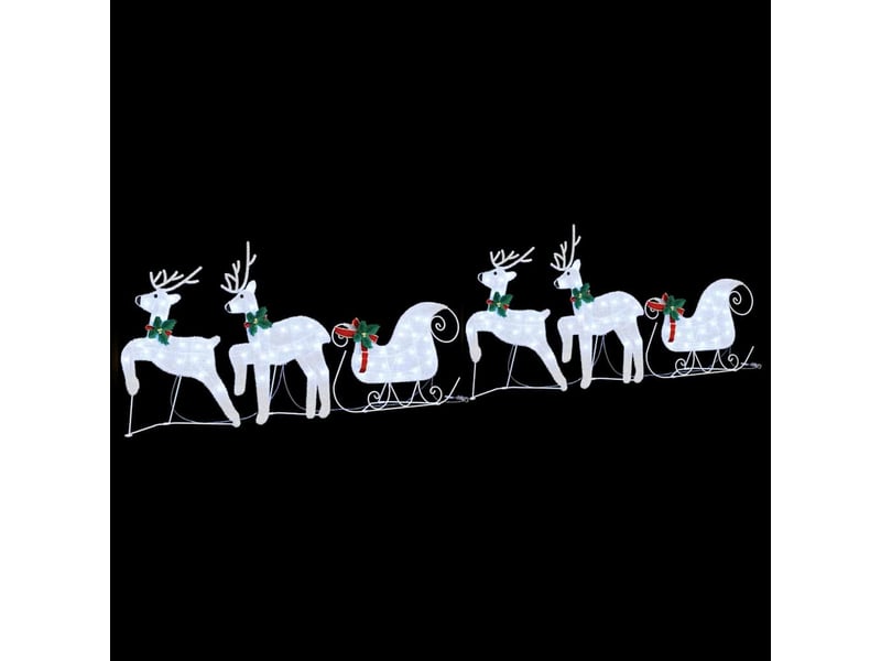 Lot de 7 rennes led, éclairage de noël, décoration de noël argenté 43 x 18 x 66 cm tissu cf62097 - Conforama E