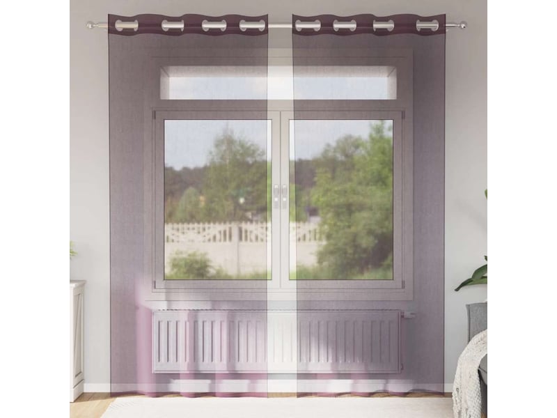 Lot de 2 rideaux en voile, voilages avec œillets violet 140x245 cm cf44439 - Conforama B