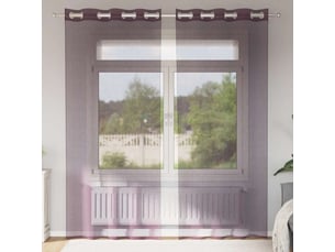 Lot de 2 rideaux en voile, voilages avec œillets violet 140x245 cm cf44439