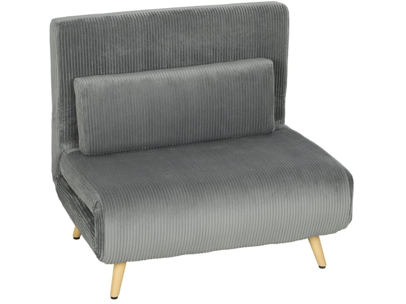  Fauteuil-lit tcqpz 3-en-1 convertible 90 x 190 cm dossier 6 positions velours côtelé gris foncé  - Conforama A
