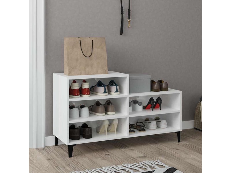  Meuble à chaussure blanc brillant 102x36x60 cm bois ingénierie shl3869  - Conforama B