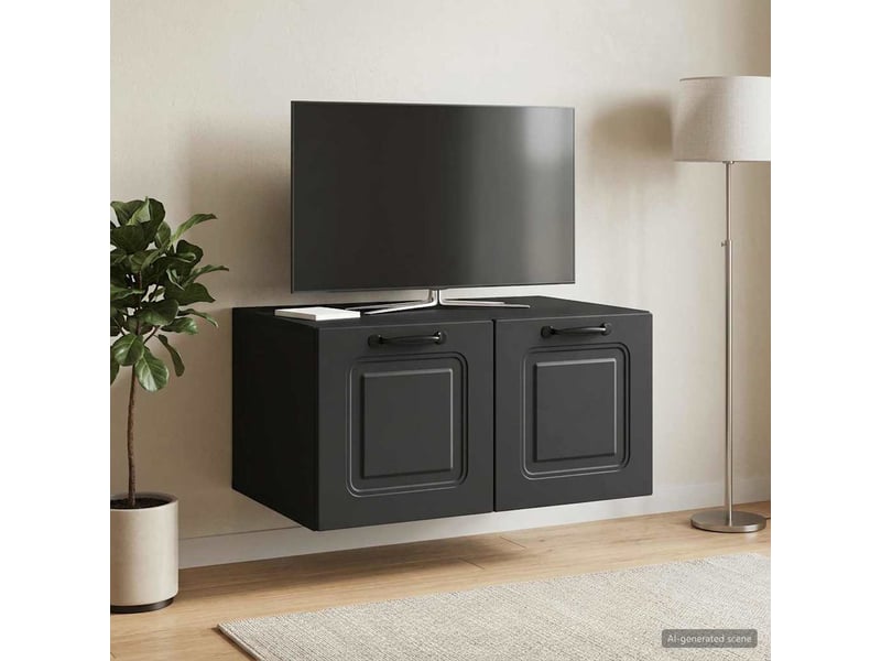  Meuble tv - banc tv - meuble de rangement mural noir 59,5 x 41 x 30 cm bois d'ingénierie  - Conforama D