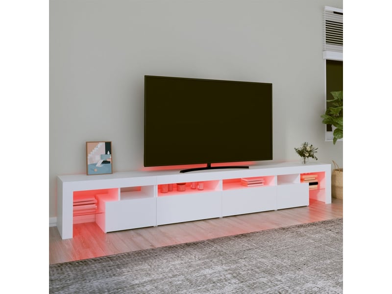  Meuble tv - banc tv - meuble de rangement avec lumières led blanc 260x36,5x40 cm  - Conforama E