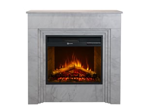 Bellini - cheminée électrique sur pied à effet flamme 96x96x35 cm en bois effet marbre blanc
