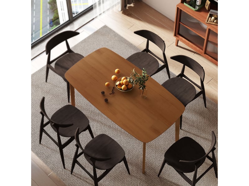  Table de salle à manger, style campagnard, plateau laqué, bois, 150 x 80 cm, marron  - Conforama C