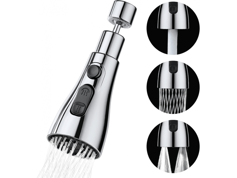  Douchette cuisine 3 modes, embout de robinet 360° rotatif, aérateur et filtre, économie d'eau et flexibilité d'usage  - Conforama A