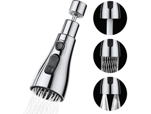 Douchette cuisine 3 modes, embout de robinet 360° rotatif, aérateur et filtre, économie d'eau et flexibilité d'usage