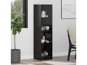 Buffet - haut armoire chêne noir 35 x 37 x 142 cm bois d'ingénierie