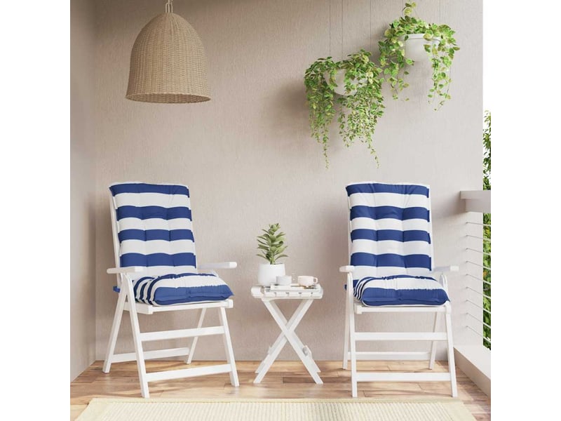 Lot de 2 coussins d'extérieur, coussins de chaise tissu rayé bleu et blanc cf56403 - Conforama B