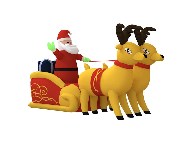  Décoration gonflable de père noël et renne avec led 130 cm  - Conforama C