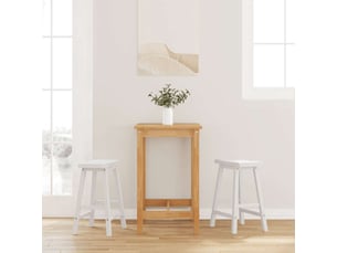 Lot de 2 tabouret de bar, chaise de bar en bois massif blanc et caoutchouc shl24111