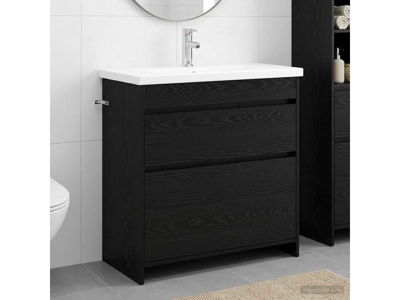  Ensemble de mobilier de salle de bain chêne noir shl2235  - Conforama B