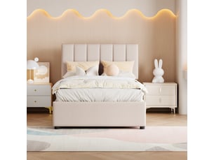 Lit coffre 90x200 cm <strong>HAUSS SPOLE</strong> <strong></strong> coloris beige
