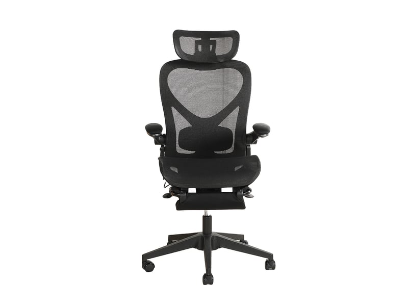  Chaise de bureau ergonomique pliable avec appui-tête 3d et accoudoirs rabattables - lpospi - maille noire  - Conforama A