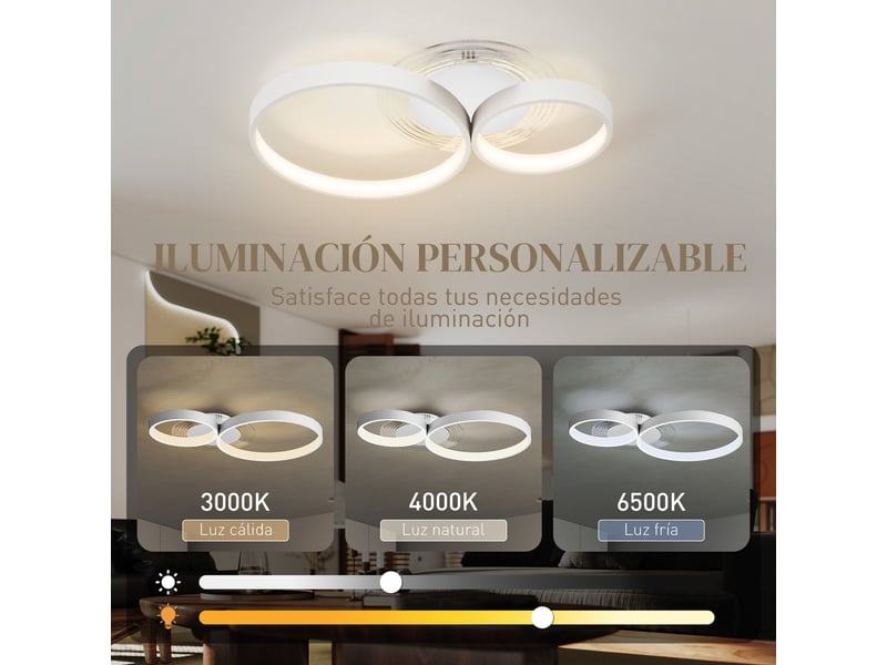  Plafonnier led 40 w, blanc, 3000 k4000 k6500 k, idéal pour chambre, salon, cuisine et salle à manger.  - Conforama D