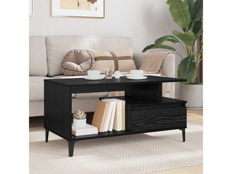 Table basse - table de salon - table à thé chêne noir 90 x 49 x 45 cm bois d'ingénierie - Conforama D