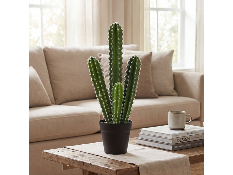  Plante artificielle cactus 53 cm – vert – en pot décoratif, sans arrosage ni taille, pour intérieur  - Conforama B