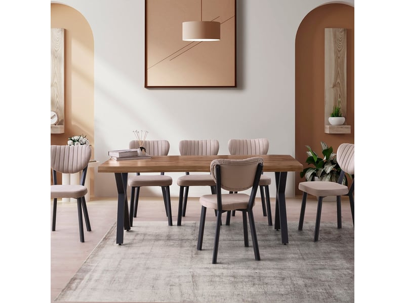 Table de salle à manger rectangulaire avec pieds en métal gala - Conforama C