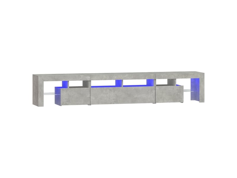 Meuble tv - banc tv - meuble de rangement avec lumières led gris béton 230x36,5x40 cm - Conforama A