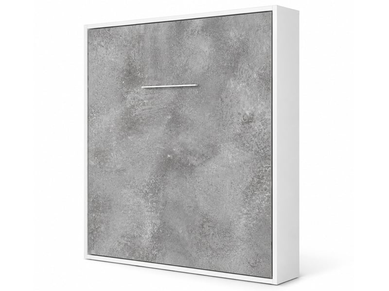  Lit escamotable vertical kola – seulement 34,5cm de profondeur, le confort d’un vrai lit-avec matelas-140x190-cadre chêne blanc-façade anthracite  - Conforama A