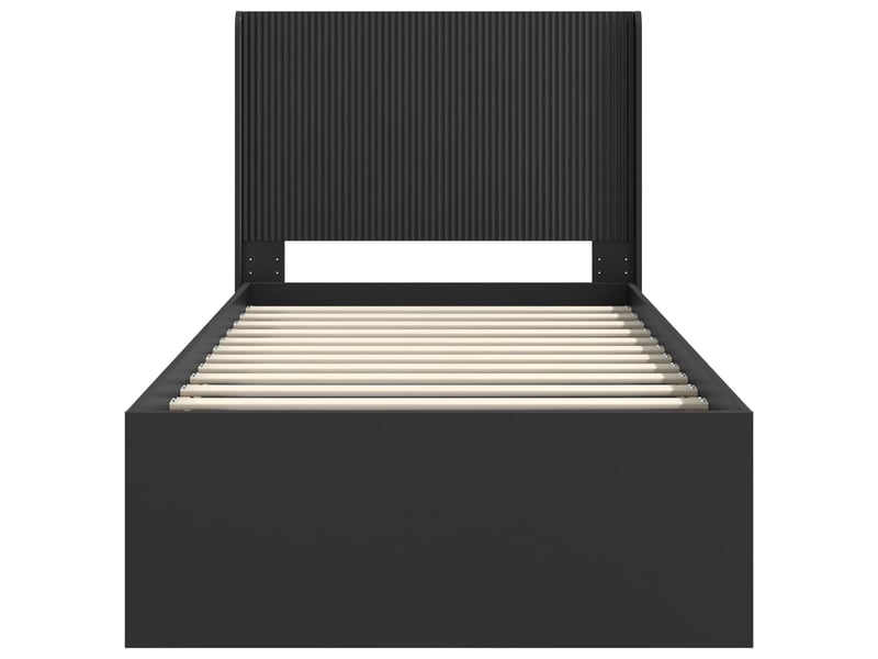  Lit simple- lit adulte -  cadre de lit avec rangement et tête de lit noir 90 x 200 cm  - Conforama D
