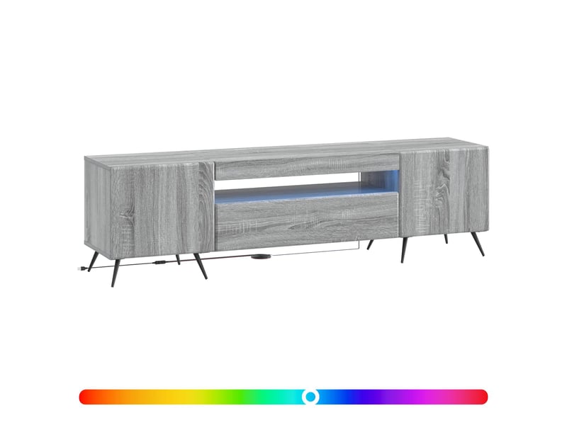 Meuble tv - banc tv - meuble de rangement led sonoma gris bois d'ingénierie - Conforama C