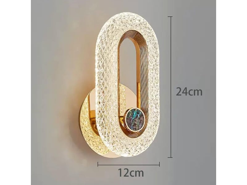  Applique murale led dorée, abat-jour ovale en acrylique transparent – 8w, 3 modes de couleur, aluminium, pour chambre et salon-style 1  - Conforama B