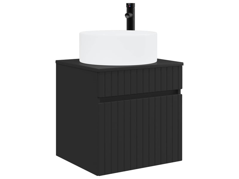  Meuble de lavabo mural, rangement salle de bain noir 49x44.5x65.5 cm  - Conforama A