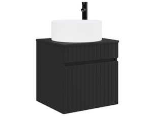 Meuble de lavabo mural, rangement salle de bain noir 49x44.5x65.5 cm