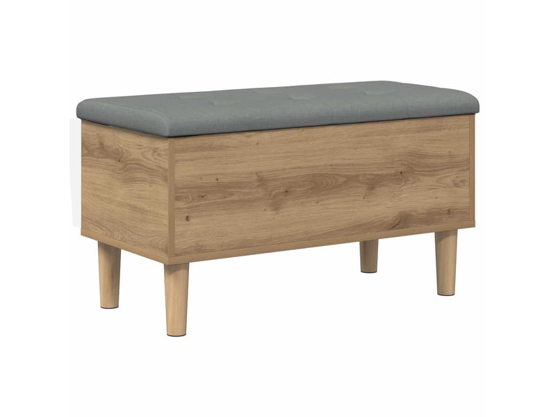  Banc chambre, banc de rangement avec coussin chêne artisanal 82x42x46 cm  - Conforama A