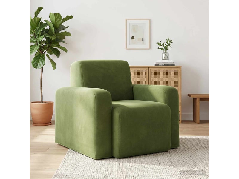  Vidaxl fauteuil vert clair velours  - Conforama B