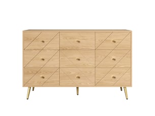 Commode 9 tiroir(s) BGSRYAO coloris naturel largeur 120 cm