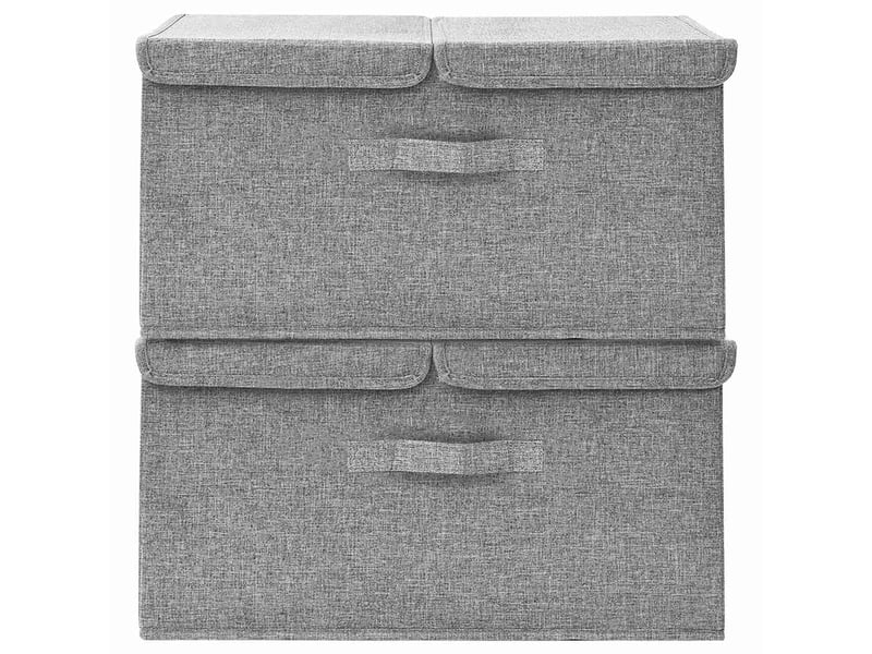  Boîtes de rangement tissu intissé 2 compartiments gris  - Conforama C