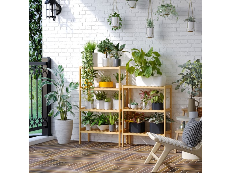  Étagère de rangement, étagère en bambou à 4 niveaux, bibliothèque pour salon, chambre et bureau,62 x 33 x 112 cm, bois naturel  - Conforama C