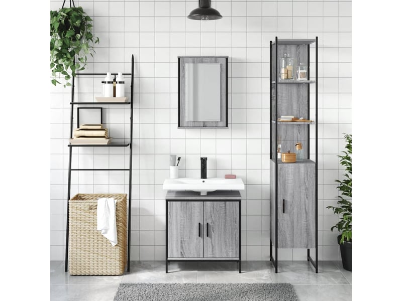  Ensemble de meubles de salle de bain 3 pcs sonoma gris cf63823  - Conforama C