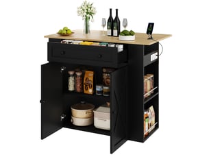 Îlot de cuisine 120x75x97 cm noir avec plateau rabattable et prises